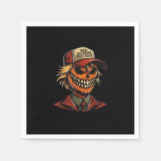 Grappig Trumpkin Pumpkin Skeleton Maak Halloween G Servet (Voorkant)