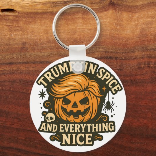 Grappig "Trumpkin Spice & Everything Nice" Hallowe Sleutelhanger (Voorkant)
