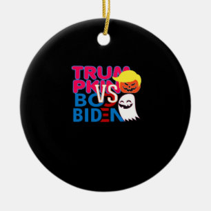 Grappig Trumpkin vs Boo Biden Halloween Design Cla Keramisch Ornament