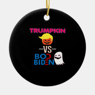 Grappig Trumpkin vs Boo Biden Halloween Design Cla Keramisch Ornament