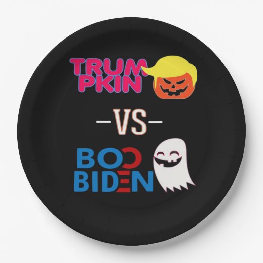 Grappig Trumpkin vs Boo Biden Halloween Design Cla Papieren Bordje (Voorkant)