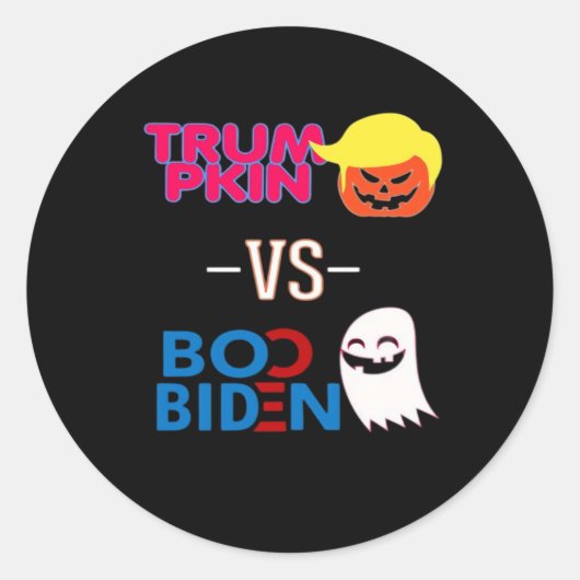 Grappig Trumpkin vs Boo Biden Halloween Design Cla Ronde Sticker (Voorkant)