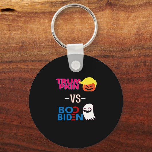 Grappig Trumpkin vs Boo Biden Halloween Design Cla Sleutelhanger (Voorkant)