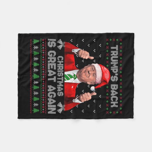 Grappig Trump's Back Christmas is weer geweldig Xm Fleece Deken (Voorkant (Horizontaal))