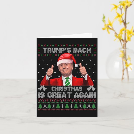 Grappig Trump's Back Christmas is weer geweldig Xm Kaart (Gele Bloem)