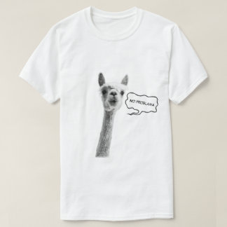 Grappig tshirt met lama en de tekst noproblama