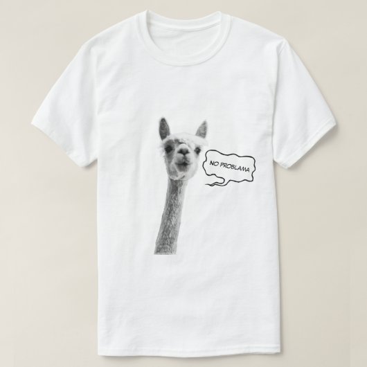 Grappig tshirt met lama en de tekst noproblama (Design voorkant)