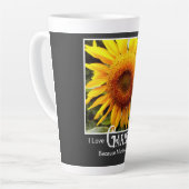 Grappig tuinieren gezegde geel zonnebloem latte mok (Linkerhoek)