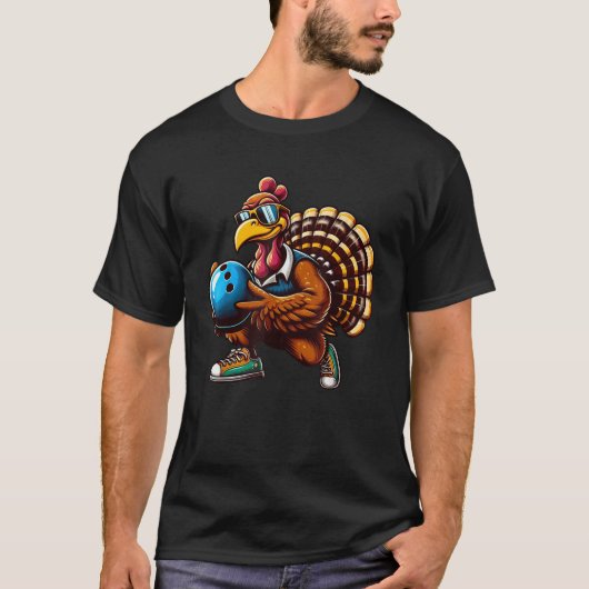 Grappig Turkije Bowler Thanksgiving Bowling Vrouwe T-shirt (Voorkant)