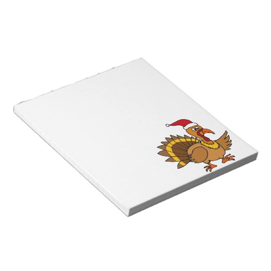 Grappig Turkije dat met een rode kersthat-kerstkun Notitieblok (Schuin)