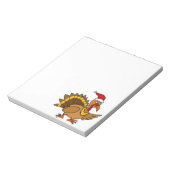 Grappig Turkije dat met een rode kersthat-kerstkun Notitieblok (Linkerzijde)
