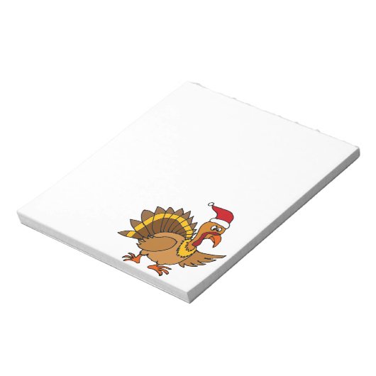 Grappig Turkije dat met een rode kersthat-kerstkun Notitieblok (Linkerzijde)
