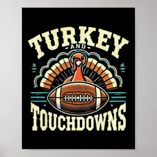 Grappig Turkije en touchdowns Thanksgiving Footbal Poster