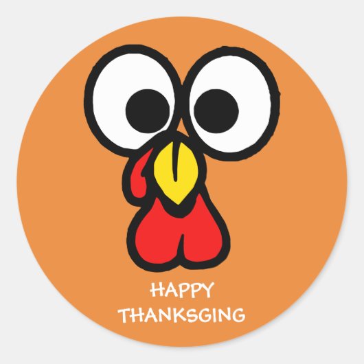 Grappig Turkije gezicht gelukkig Thanksgiving Ronde Sticker (Voorkant)