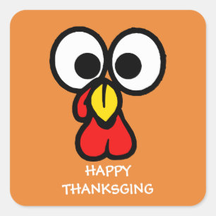Grappig Turkije gezicht gelukkig Thanksgiving Vierkante Sticker
