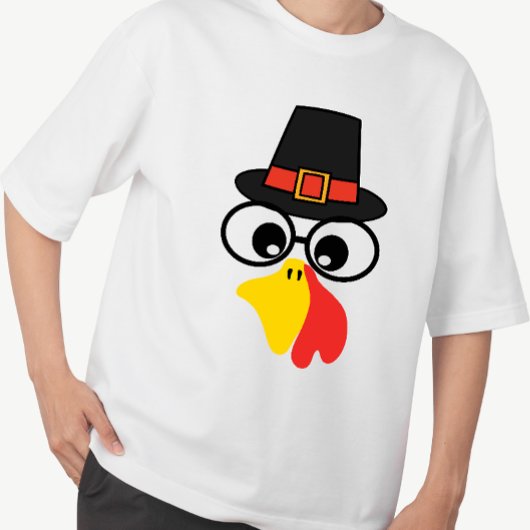 Grappig Turkije gezicht voor Thanksgiving T-shirt