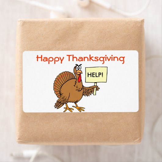 Grappig Turkije Happy Thanskgiving Turkey Holds He Etiket (Insitu)