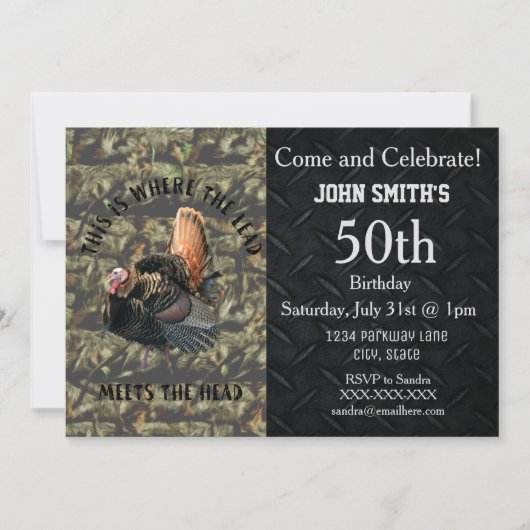 Grappig Turkije Jacht op Mannen Camo Verjaardag Kaart (Voorkant)