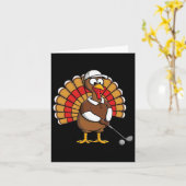 Grappig Turkije met Golf Dankbaar Thanksgiving Gol Kaart (Gele Bloem)