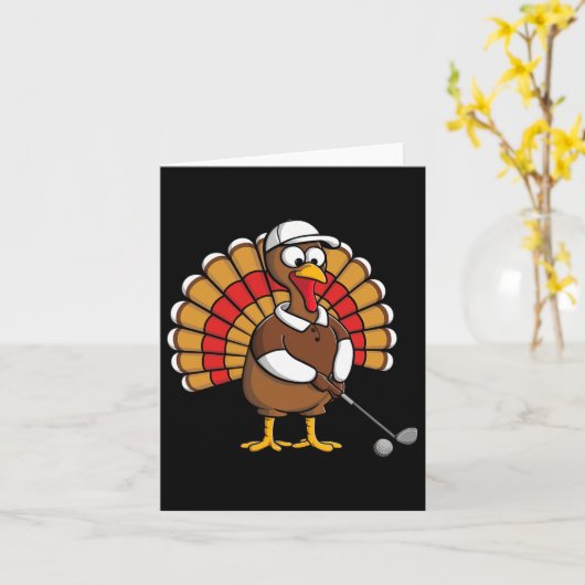 Grappig Turkije met Golf Dankbaar Thanksgiving Gol Kaart (Gele Bloem)