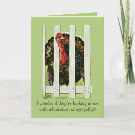 Grappig Turkije Over-the-Hill Thanksgiving Verjaar Feestdagen Kaart