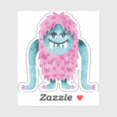 Grappig Turquoise en roze monster met grote armen Sticker (Vel)