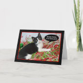 Grappig Tuxedo Kitten Kat Kerst Kaart (Voorkant)