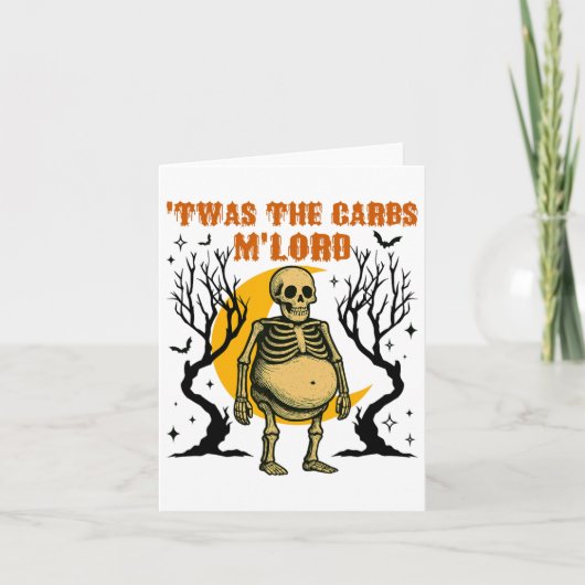 Grappig Twas The Carbs M'lord Skeleton Retro Spook Kaart (Voorkant)