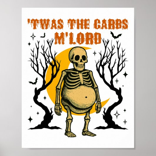 Grappig Twas The Carbs M'lord Skeleton Retro Spook Poster (Voorkant)