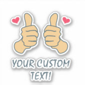 Grappig twee duimen omhoog aangepaste tekst sticker (Voorkant)