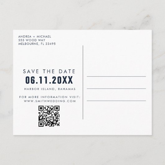 Grappig Twee Foto QR Code Trouwen Save the Date Uitnodiging Briefkaart (Achterkant)