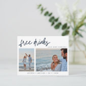 Grappig Twee Foto QR Code Trouwen Save the Date Uitnodiging Briefkaart (Staand voorkant)