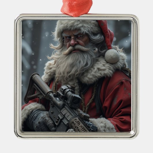 Grappig Tweede Amendement Sinterklaas Kerstmis Metalen Ornament (Voorkant)