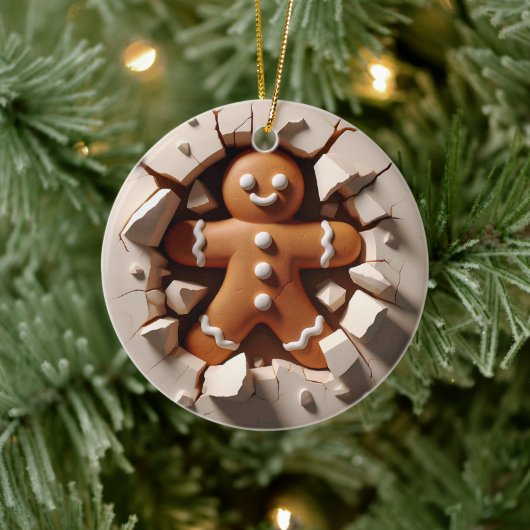 Grappig tweezijdig peperkoek man kerst keramisch ornament (Boom)