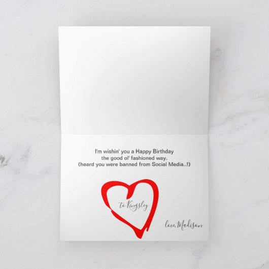 Grappig Twitter Ban Humor Joke Verjaardag Kaart (Binnen)