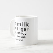 Grappig Typografie Mok Geen Suiker Geen Melk Geen  (Voorkant links)