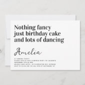 Grappig Typografie Niets Fancy Verjaardagsfeest Kaart (Voorkant)