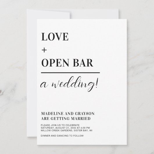 Grappig Typografie Zwart Wit Casual Bruiloft Kaart (Voorkant)