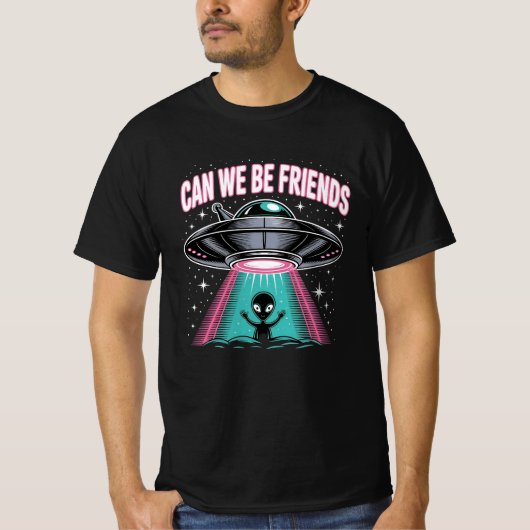 Grappig UFO Buitenaardse Vrienden T-shirt (Voorkant)