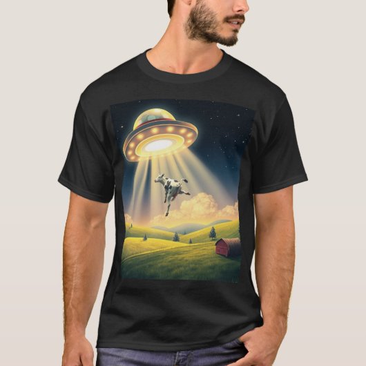 Grappig UFO Koe ontvoering T-shirt (Voorkant)