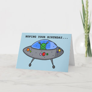 GRAPPIG UFO VERJAARDAG WENSKAART KAART