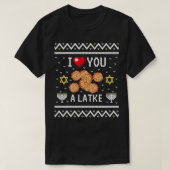 Grappig Ugly Hanukkah Sweater Design I Love You a  T-shirt (Design voorkant)