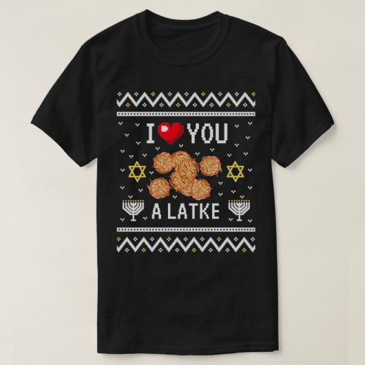 Grappig Ugly Hanukkah Sweater Design I Love You a  T-shirt (Design voorkant)