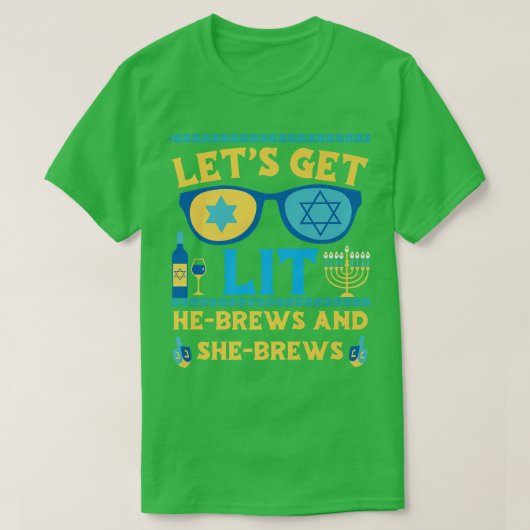 Grappig Ugly Hanukkah Sweater laat de Menorah L T-shirt (Design voorkant)