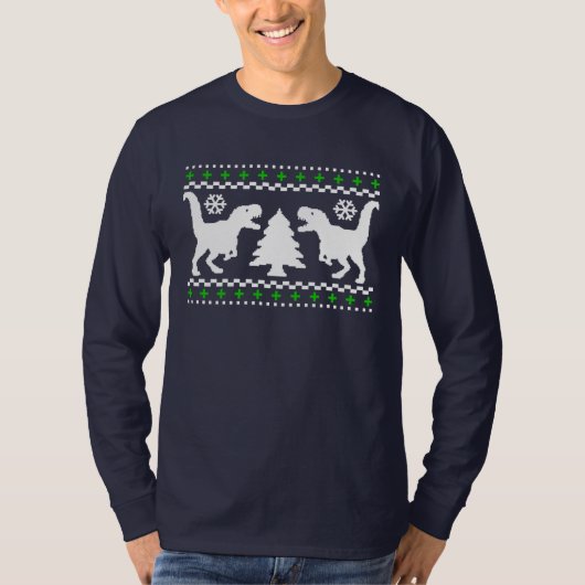 Grappig! Ugly Holiday T-Rex Sweater T-shirt (Voorkant)