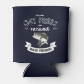 Grappig uit vis man vrouw bas Gevist Mok Blikjeskoeler (Voorkant)