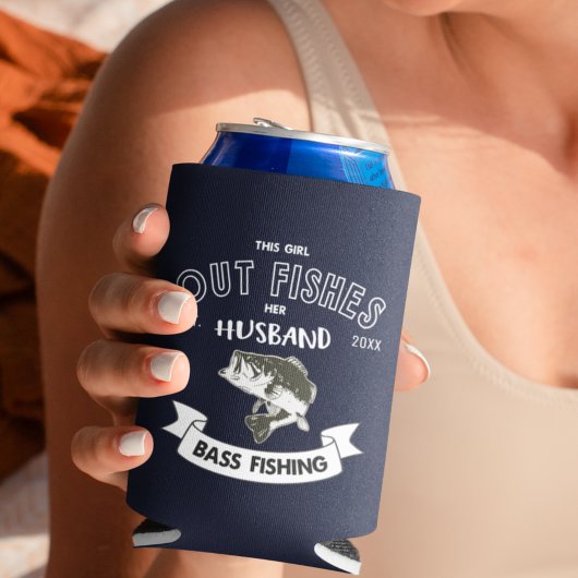 Grappig uit vis man vrouw bas Gevist Mok Blikjeskoeler