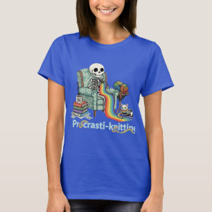Grappig Uitstel-breien Skelet en Kat met T-shirt