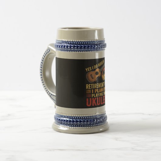 Grappig Ukelele Pensioenplan Bierpul (Voorkant links)