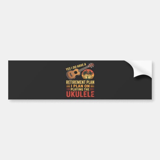 Grappig Ukelele Pensioenplan Bumpersticker (Voorkant)
